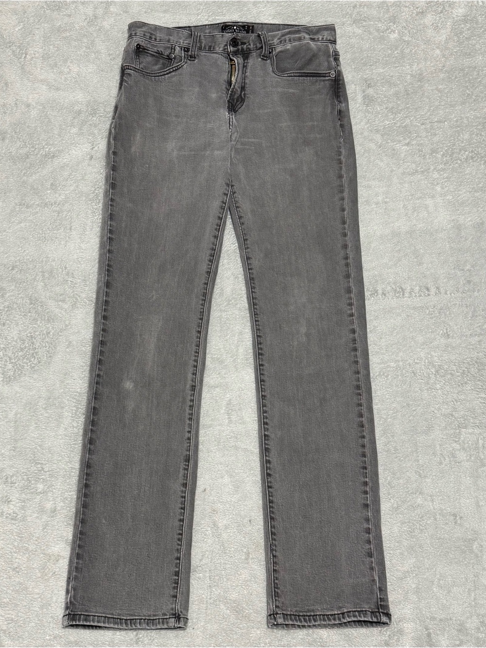 Lucky Brand 221 Original Straight Jeans Washed Gray Stretch Men 30x34 Preppy